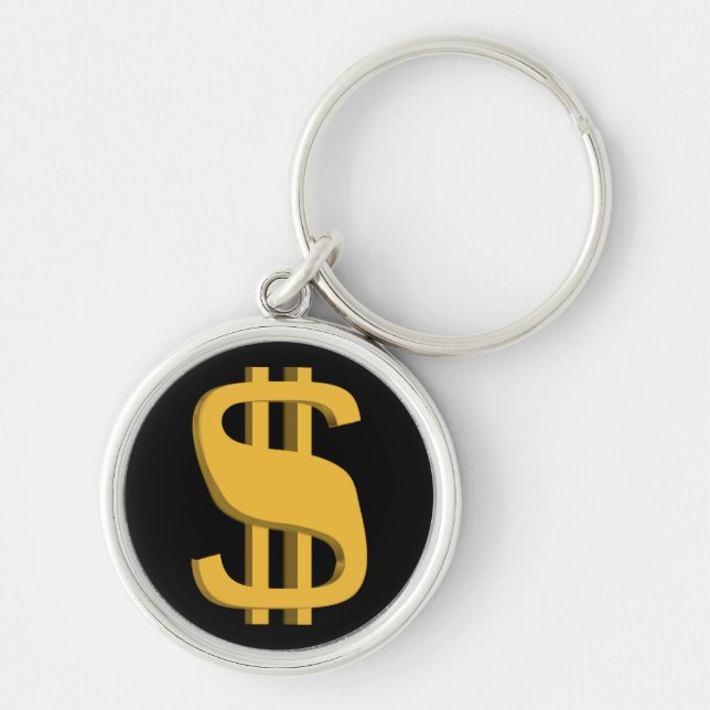 Gold 3D Dollar Sign Keychain (Front)