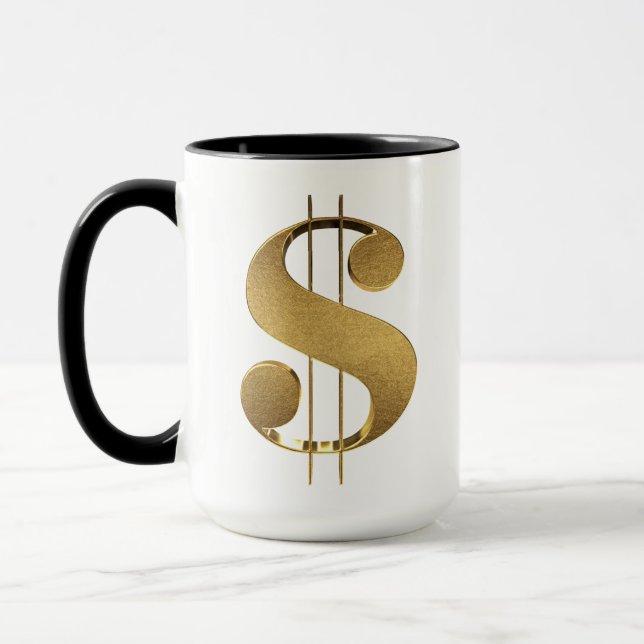 Gold 3D Dollar Sign Mug (Left)