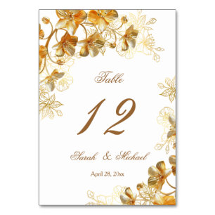 Gold 3D Floral Wedding   Table Number