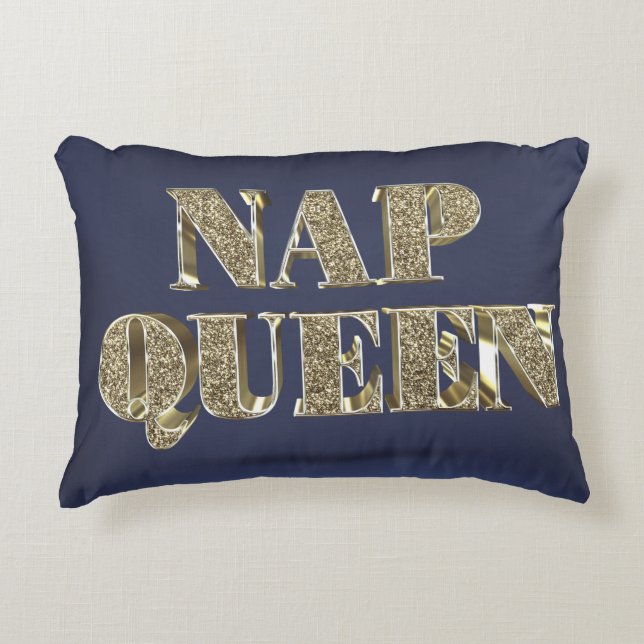 Gold 3D NAP QUEEN Accent Pillow (Front)