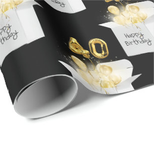 Gold 40th Birthday Balloons in Box   Wrapping Paper