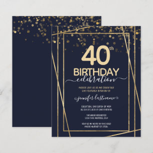 Gold 40th Birthday Party Budget Invitation