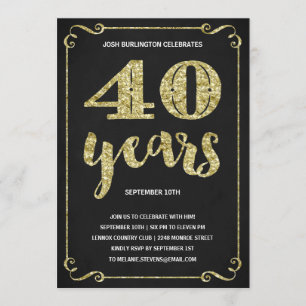 Gold 40th Birthday Party Invitation