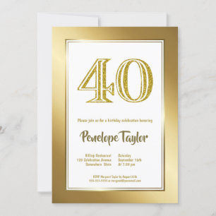 Gold 40th Birthday Party Invitation