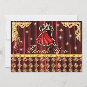 Gold 40th Birthday Thank You with Dancers  Card