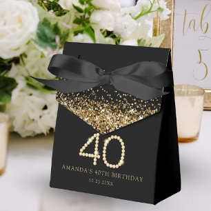Gold 40th Diamonds Birthday Party Favor Box