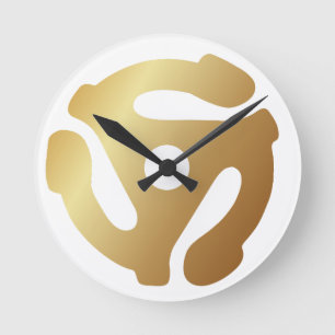 Gold 45 RPM Vinyl Record Adapter Clock – Retro Mus