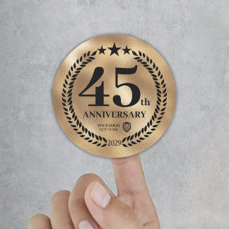 Gold 45th Anniversary Business Logo Commemorative Classic Round Sticker