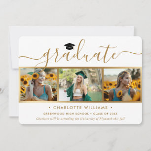 Gold 4 Photo Collage Script Graduation Announcement