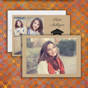 Gold 4 Photo Graduation Save Date 2022 Front Back