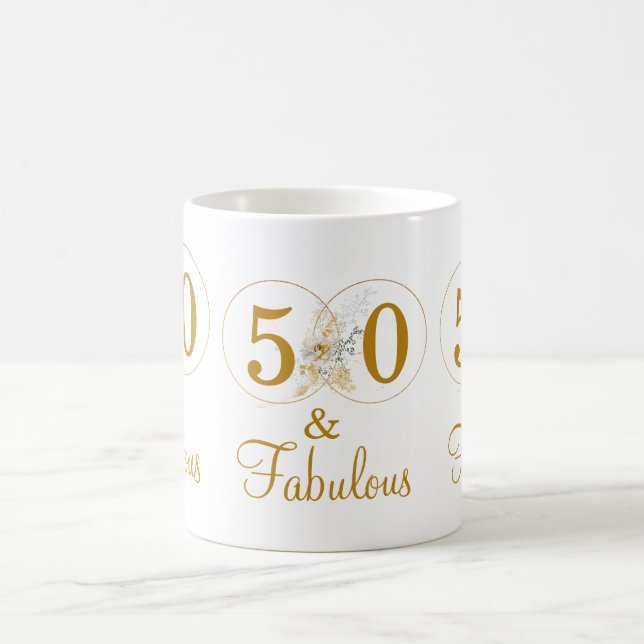 Gold 50 and Fabulous 50th Birthday  Coffee Mug (Center)