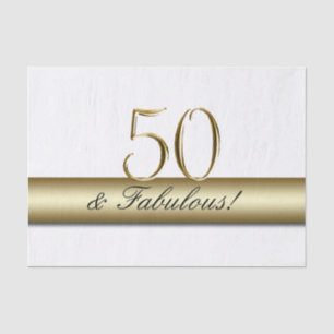 Gold 50 and Fabulous   50th Birthday Tissue Paper