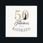 Gold 50 and Fabulous Birthday Party Custom Name Napkin<br><div class="desc">Celebrate turning 50 in style with this elegant 50th birthday design you can customize with your name! 50 and fabulous in faux gold glitter and black with dancing silhouette. Matching products and other colours are available in our shop. Custom requests are welcome.</div>