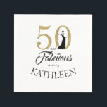 Gold 50 and Fabulous Birthday Party Custom Name Napkin<br><div class="desc">Celebrate turning 50 in style with this elegant 50th birthday design you can customize with your name! 50 and fabulous in faux gold glitter and black with dancing silhouette. Matching products and other colours are available in our shop. Custom requests are welcome.</div>