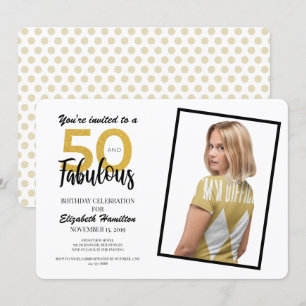 Gold 50 and Fabulous Birthday Party Invitation