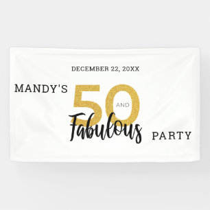 Gold 50 and Fabulous Personalized 50th Birthday Banner