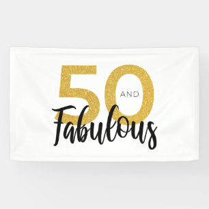 Gold 50 and Fabulous Typography 50th Birthday Banner