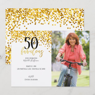 Gold 50 & Fabulous 50th Birthday Party Invitations
