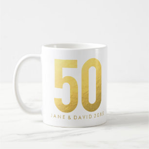 Gold 50e jour, mois, année, Mug blanc personnalis