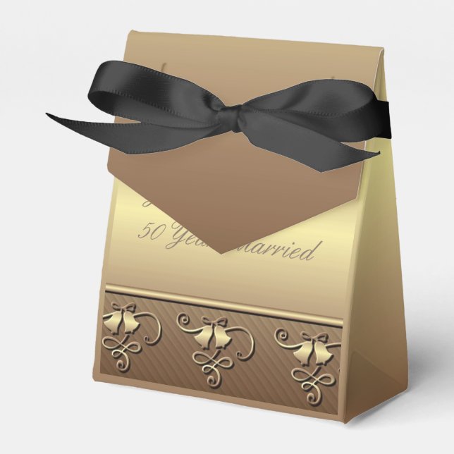 Gold 50th Anniversary Favour Box (Front Side)