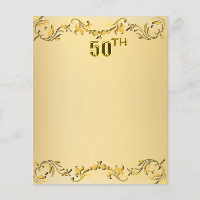 Gold 50th Anniversary Or Birthday Antique Flyer (Front)