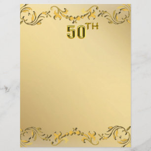 Gold 50th Anniversary Or Birthday Antique Flyer