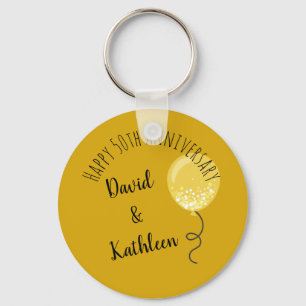 Gold 50th Anniversary Party Favour Keychain