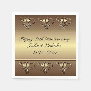 Gold 50th Anniversary Personalized Napkins
