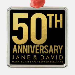 Gold 50th Anniversary Personalized Ornament