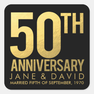 Gold 50th Anniversary Personalized Stickers