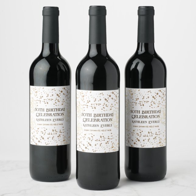 Gold 50th Birthday Celebration  Wine Label (Bottles)