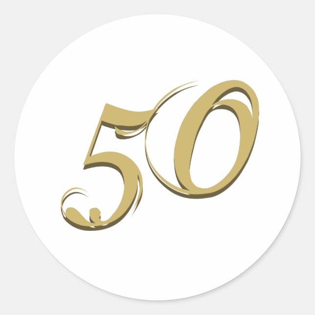 Gold 50th Birthday Gifts Classic Round Sticker (Front)