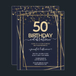 Gold 50th Birthday Party Budget Invitation<br><div class="desc">Elegant Faux gold border with shimmering confetti highlights on the top border. All text is adjustable and easy to change for your own party needs. Great elegant 80th birthday template design.</div>