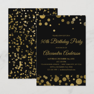Gold 50th Birthday Party Gold Confetti Invitation