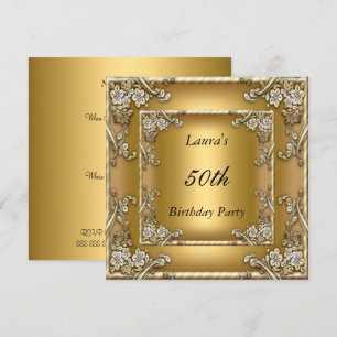 Gold 50th Birthday Party Invitation Gold