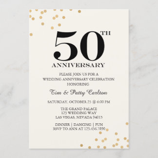 Gold 50th Mariage Anniversary Party invitation