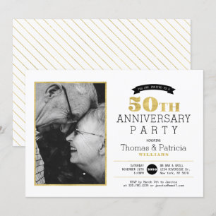 Gold 50th Mariage Anniversary Photo Invitation