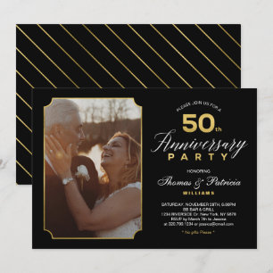 Gold 50th Mariage Anniversary Photo Invitation