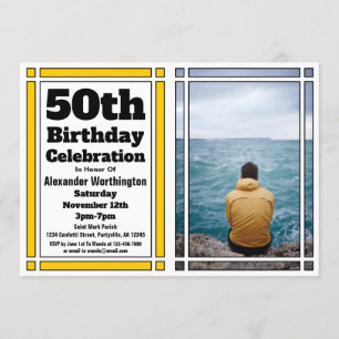Gold 50th Photo Anniversaire Invitation
