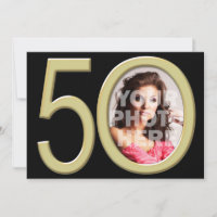 Gold 50th Photo Birthday or Other Party Invitation