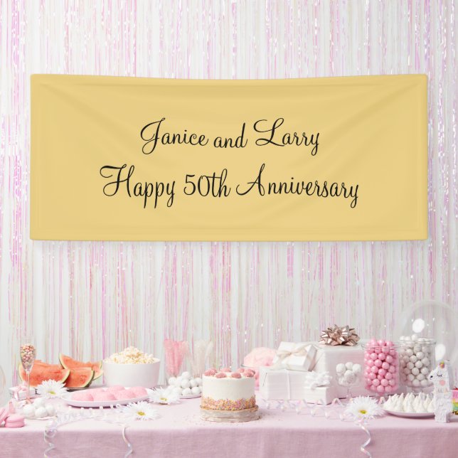 Gold 50th Wedding Anniversary Custom  Banner (Party)