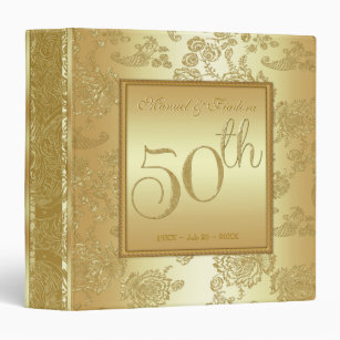 Gold 50th  Wedding Anniversary Keepsake Binder