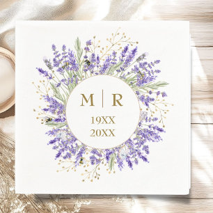 Gold 50th Wedding Anniversary Lavender Napkins