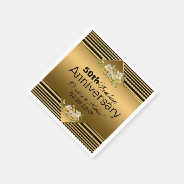 Gold 50th Wedding Anniversary Napkin (Corner)