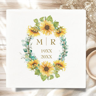 Gold 50th Wedding Anniversary Sunflower Floral Napkin