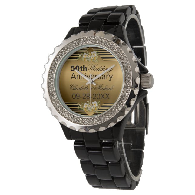 Gold 50th Wedding Anniversary   Watch (Angled)