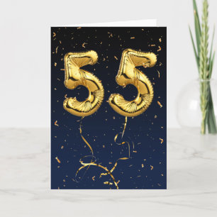 Gold 55 Mylar Balloons d'anniversaire et carte Con