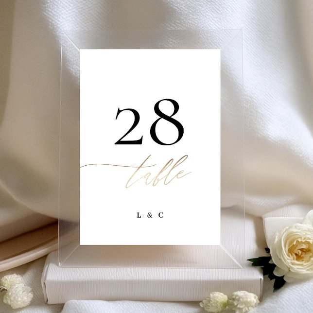Gold 5 x 7 Calligraphy Modern Wedding Table Number (Creator Uploaded)