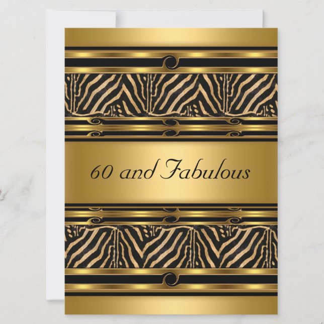 Gold  60 and Fabulous Birthday Party Invitation (Front)