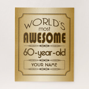 Gold 60th Birthday Celebration World Best Fabulous Jigsaw Puzzle